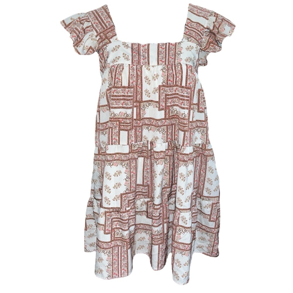 ENTRO Carmen Botanical Flutter Sleeve Dress Size M